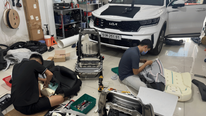 lắp đặt quạt mát ghế kia sorento tại bkautocar